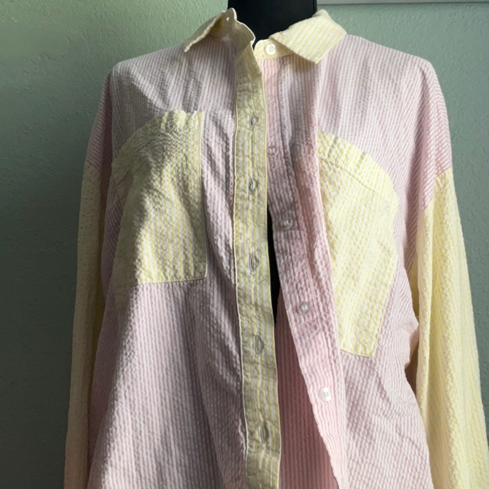 Long sleeve blouse baggie with pockets women XL